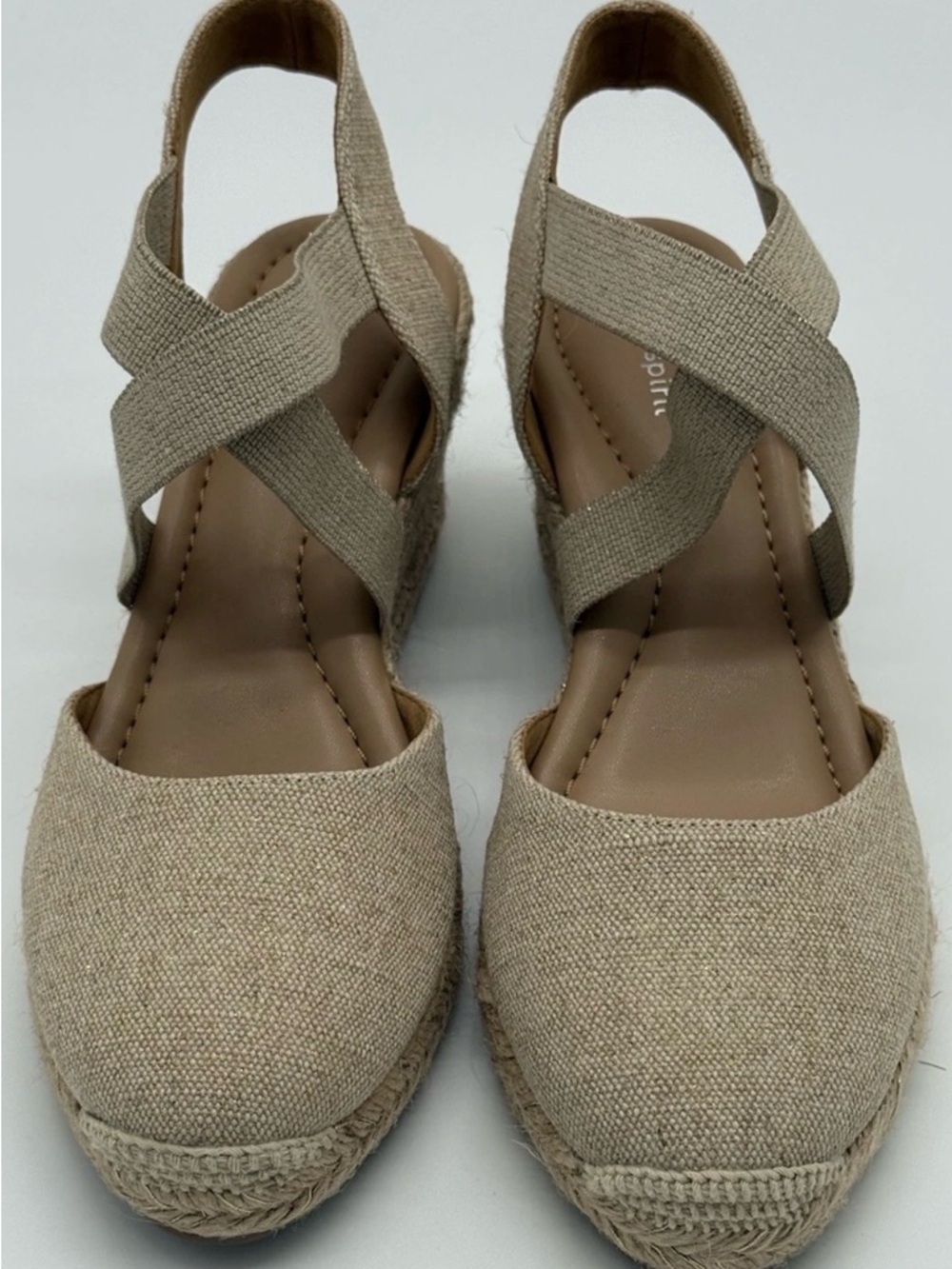 Easy Spirit Meza Women's Espadrille Wedge Sandals Beige Gold Sparkle Size 9.5m